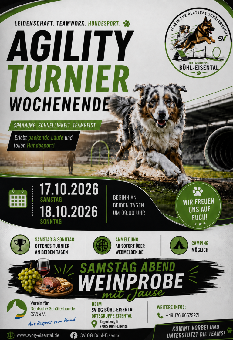 Flyer Agility Turnier SVOG Bühl-Eisental 2026